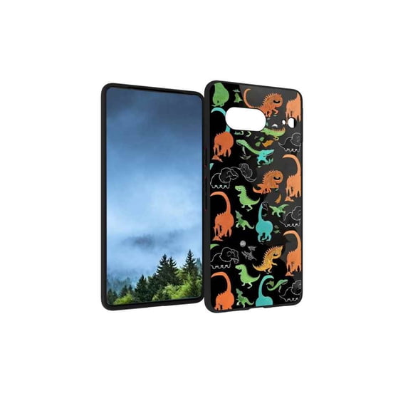 Black-dino-80 Phone Case, Degined for Google Pixel 7 Case Men Women, Flexible Silicone Shockproof Case for Google Pixel 7