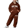 thumbnail image 4 of Hessimy Toddler Boys Girls Spring Summer Cartoon Print 2Pcs Long Sleeve Sweatshirt Tops Pants Cute Sweatsuit, Cute Sweat Style(Brown,8-9 Years), 4 of 7
