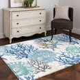 thumbnail image 3 of Blue Teal Coastal Runner Rug 2.7x5 FT, Non Slip Entryway Carpet, Summer Beach Nautical Coral Starfish Washable Soft Floor Carpet Entrance Mat Non-Shedding Throw Rug for Hallway Laundry Room Bedside, 3 of 9