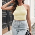 thumbnail image 4 of SMihono Hauts pour Femmes Débardeur pour Femmes Mode Décontractée Sans Manches à Col Licou Découpé Super Court Débardeur à Col Rond Hauts Blouse Débardeurs pour Femmes Hauts d'Été pour Femmes, 4 of 6