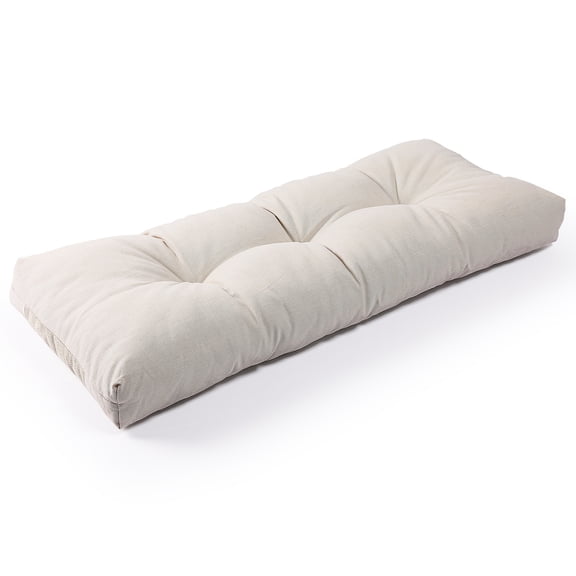 Sunrox Bench Cushion Memory Foam Pads, Fade/Water Resistant Non Slip Thick Durable Olefin Fiber, Premium Tufted Window Seat Cushions, 36x14x4 inch, CREAM