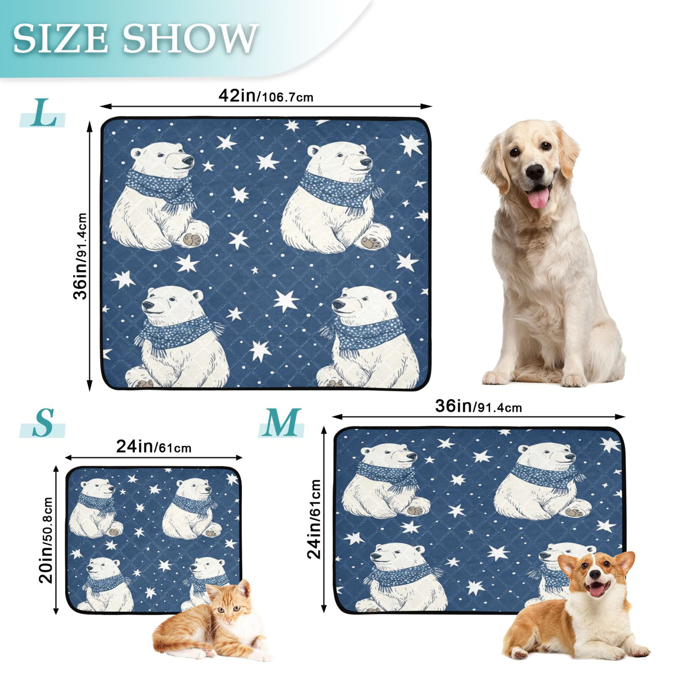 Qxltty Cute Polar Bears Pattern Cat litter Pads Pet Set of 2 Diaper Mats Center Anti-leakage Layer Absorbent Soft and Comfortable