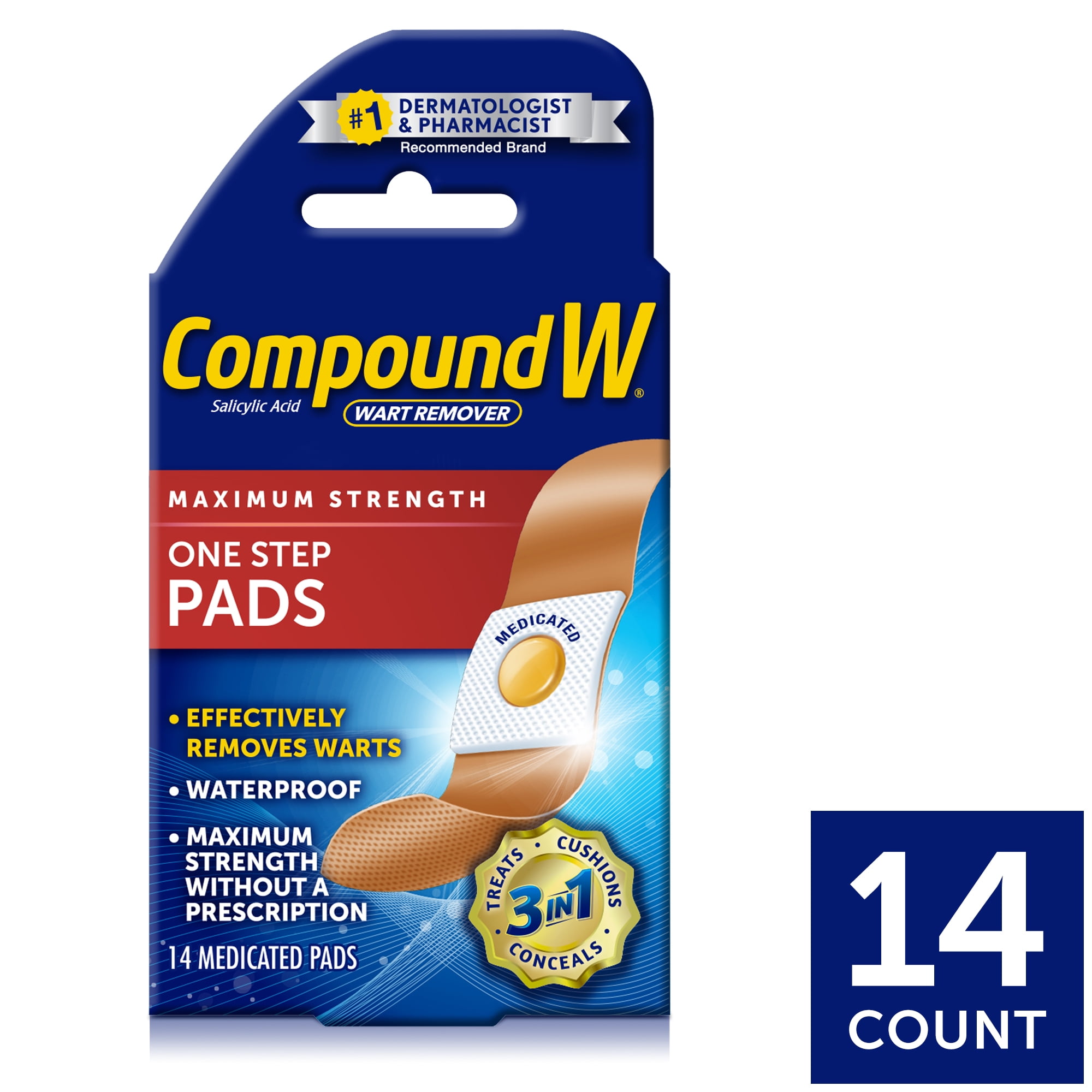 Photo 1 of Compound W Maximum Strength One Step Wart Remover Pads, 14 Count