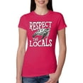 thumbnail image 2 of Wild Bobby Respect The Locals Save Our Oceans Turtle Animal Lover Women Slim Fit Junior Tee, Raspberry, Medium, 2 of 6