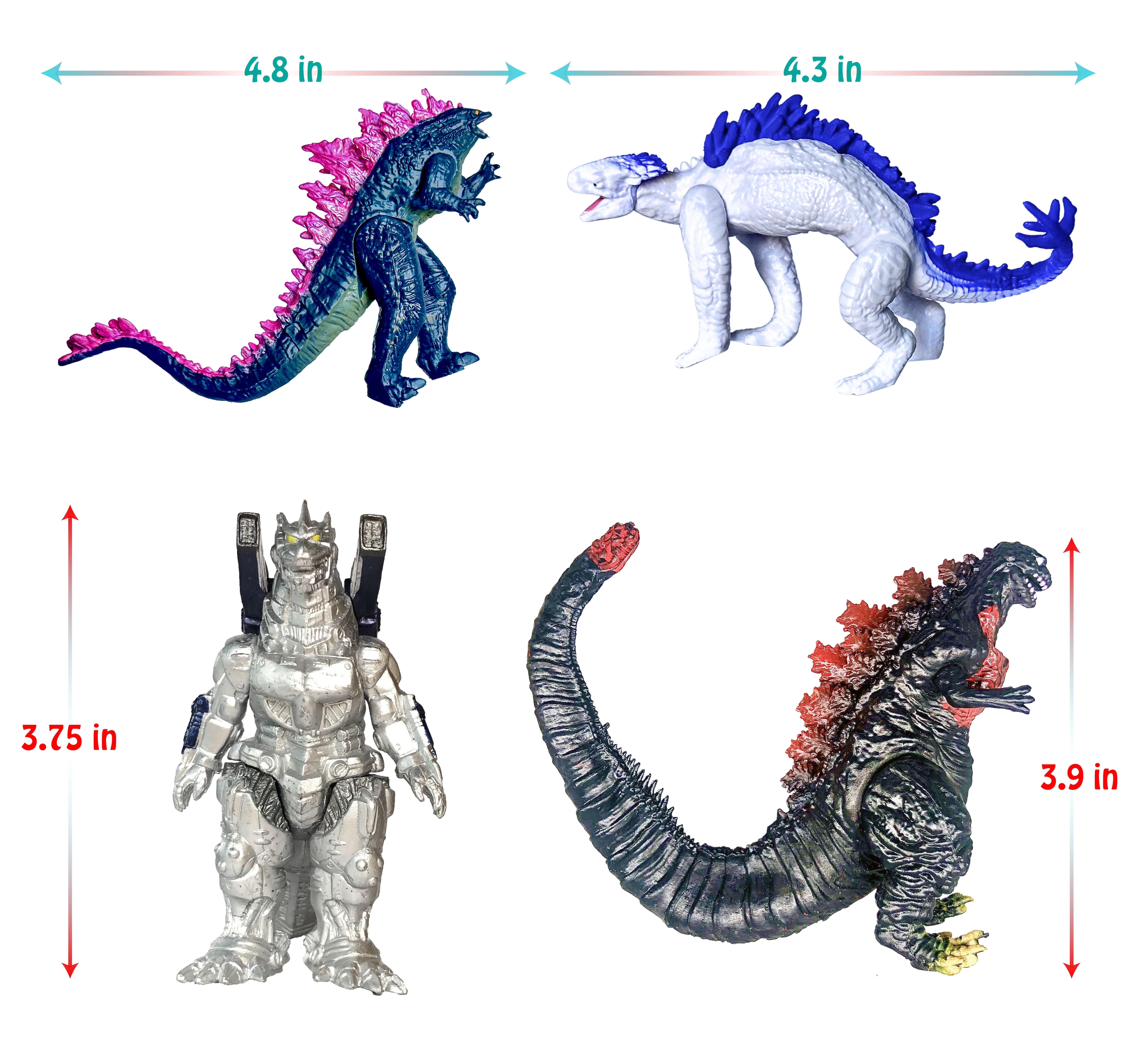 Set of 12 Godzilla x Kong: The New Empire,Dinosaur Dragon Toys Action Figures,Evolved Basic Exquisite Battle Roar B.E.A.S.T. Glove Shimo Frost Bite Mecha MechaGodzilla King Ghidorah Cake Topper Pack
