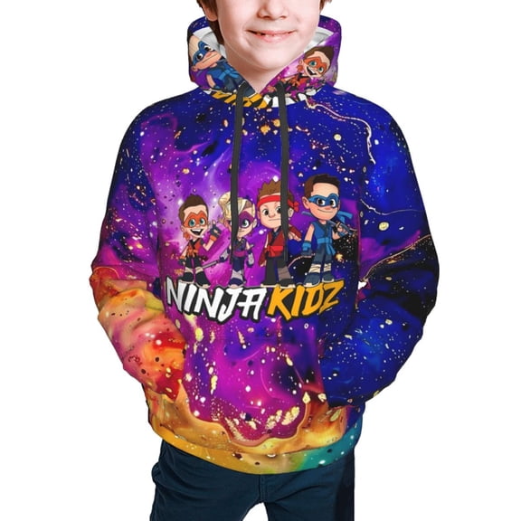 Ninja Kidz Hoodies Pullover For Boys Girls 3d Printed Hooded Sweatshirt Long Sleeves Small