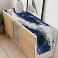 thumbnail image 4 of Marble Navy Blue Table Runner - 120 Inch Long, Kitchen Dining Table Runner Dresser Scarves, Abstract Gold White Brick Stone Motif Farmhouse Decor for Coffee Tables Wedding Party Banquet, 4 of 8