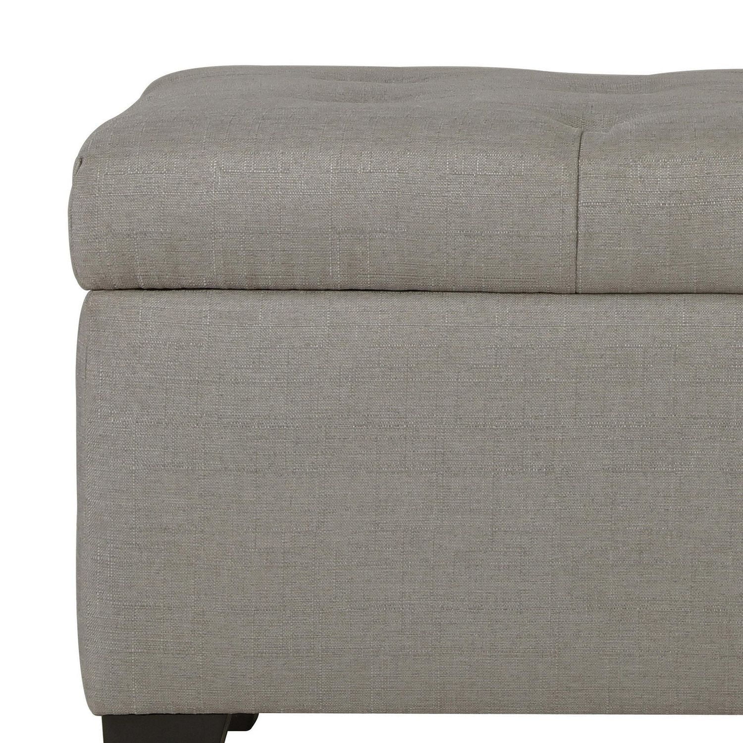 Modern Fabric-Upholstered Rectangular Storage Ottoman Bench - Light Grey