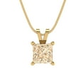 thumbnail image 3 of 1 ct Brilliant Princess Cut Solitaire Natural Morganite 14k Yellow Solid Gold Everyday Affordable Designer Necklace Pendant with 16" Chain, 3 of 6