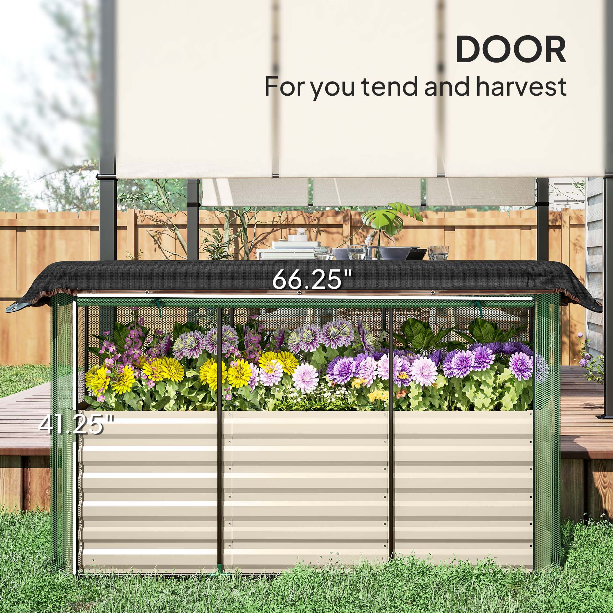 Galvanized Steel Planter Box, Crop Cage and Shade Cloth with Raised Garden Bed