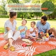 thumbnail image 4 of 9'x12' Outdoor Rugs for Patios, Yamaziot Patio Rug RV Mat, Waterproof Reversible Plastic Straw Camping Rug for Deck Porch Balcony Beach Tropical Backyard, Palm Leaf Orange, 4 of 9