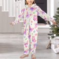 thumbnail image 6 of FORMRS Kids One-Piece Pajamas Hooded Long Sleeve Union Suit Soft Onesie Sleepwear, Sizes 4T-14Y, Vibrant Butterfly Pattern, 6 of 7