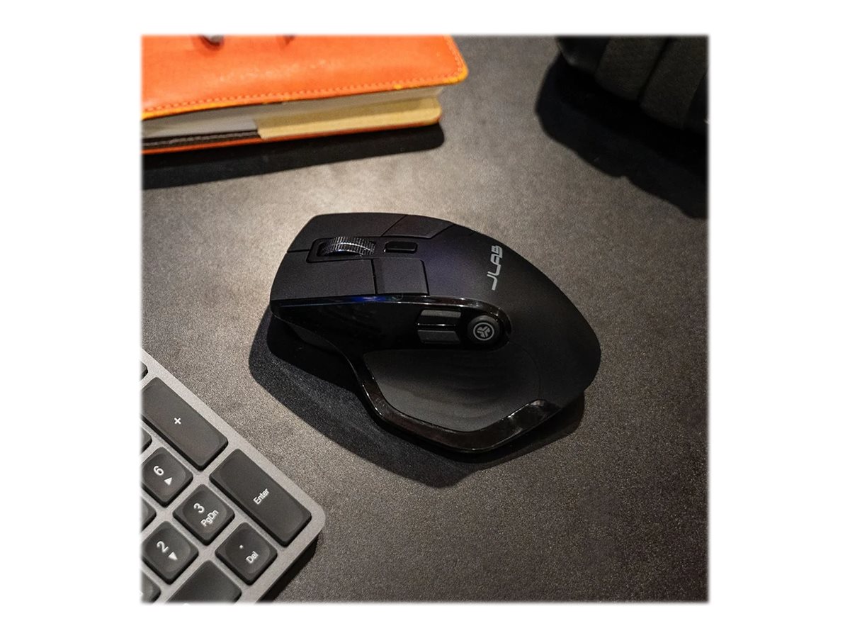 JLab Epic  Mouse, Right-Handed,  Optical, 9 buttons, Wireless - 2.4 GHz, Bluetooth 5.2, USB wireless receiver, Black