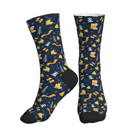 Crew Socks for Women Men Athletic - Scarf Ski Shoes sock Soft Comfort Non-Slip Breathable Mid-Calf Sole Running Socks Womens Men