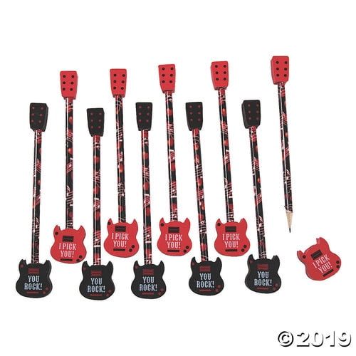 Valentine Guitar Pencils with Erasers