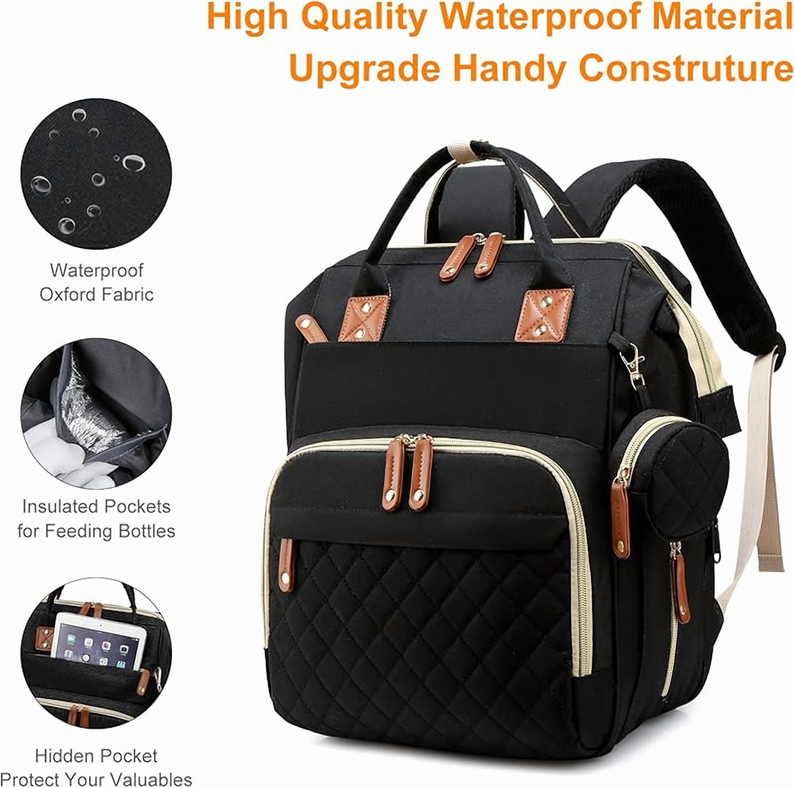 Diaper Bag with Changing Station, Waterproof 3 in 1 Baby Diaper Backpack with Foldable Changing Pad, Large Travel Back Pack for Baby Girl Boy, Baby essentials