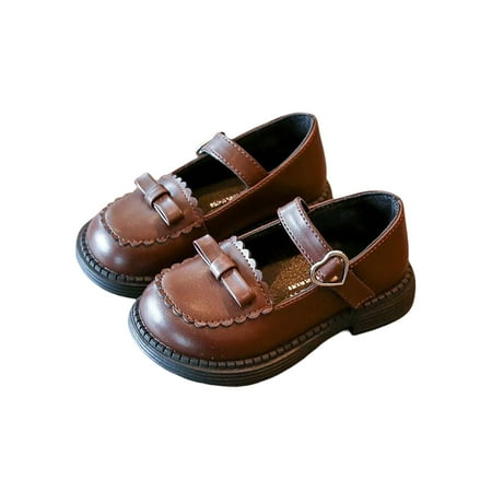 

Tenmix Girl s Flats Magic Tape Mary Jane Sandals Comfort Princess Shoe Soft Sole Loafers School Slip Resistant Cute Flat Shoes Brown 4C