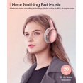 thumbnail image 2 of INFURTURE Rose Gold Active Noise Cancelling Headphones with Microphone Wireless Over Ear Bluetooth, Deep Bass, Memory Foam Ear Cups, Quick Charge 40H Playtime, for TV, Travel, Home Office, 2 of 5
