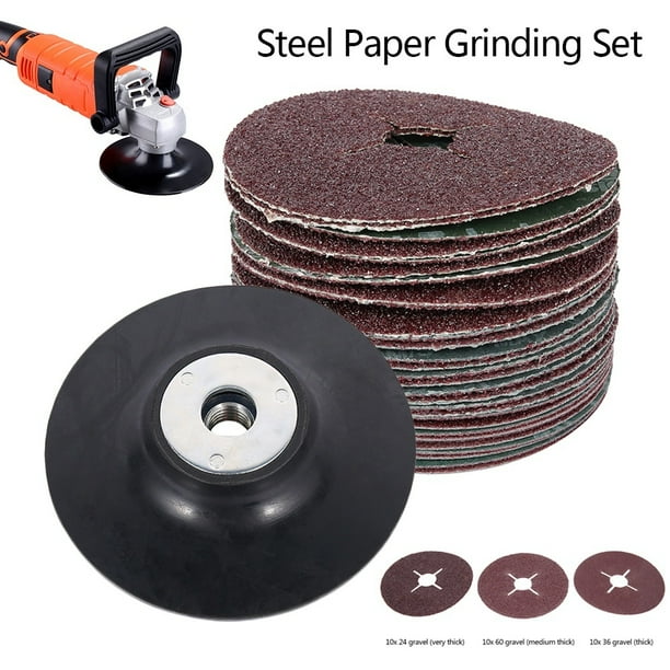115mm Rubber Backing Pad For Angle Grinder 30pcs Fibre Sanding Discs Grinder Walmart Com Walmart Com