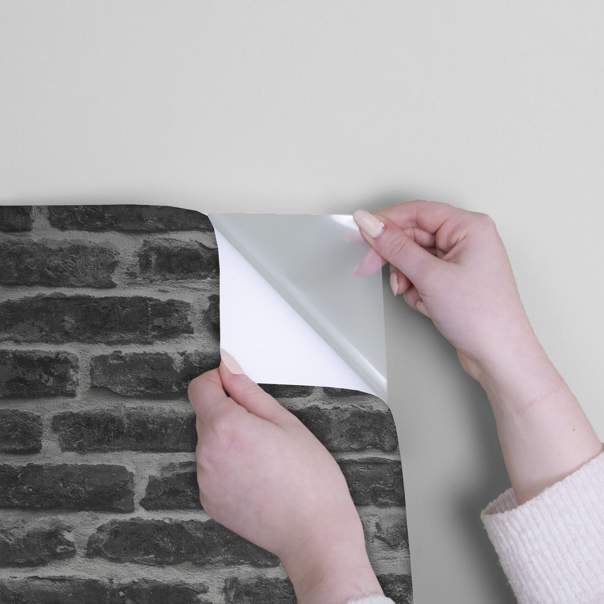 Transform Industrial Brick Charcoal Peel and Stick Wallpaper