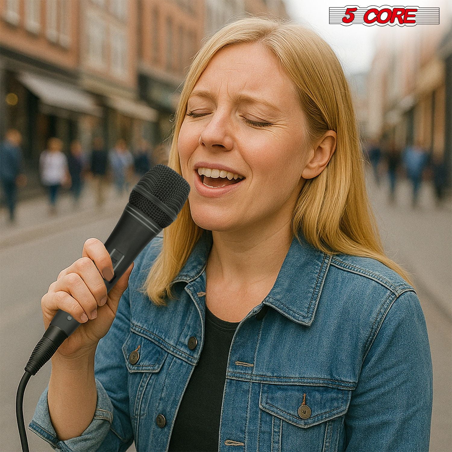 Professional Dynamic Vocal Microphone Neodymium Cardioid Unidirectional Handheld Mic for Singing Karaoke Steel Mesh Grille Metal Body With ON Off Switch + 16ft Detachable Cable + Clip + Bag