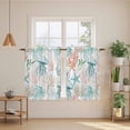 thumbnail image 2 of Teal Red Jellyfish Coastal Kitchen Curtain for Berdoom Living Room Cafe 54 Inch Length, Summer Beach Coral Starfish Nautical Tiers Curtains Light Filtering Drapes Window Treatment 2 Panels 52"Wx54"L, 2 of 8