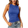 thumbnail image 3 of GERsome Women's Hooded Tank Tops Crew Neck Open Back Lace UP Workout Sleeveless Shirts for Summer Gym Athletic Blue Size L, 3 of 9