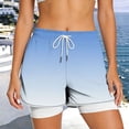 thumbnail image 3 of LEKWK Athletic Shorts for Women with Liner High Waisted Drawstring Gradient Swim Trunks Loose Fit Casual Workout Shorts for Gym Yoga Running, 3 of 5