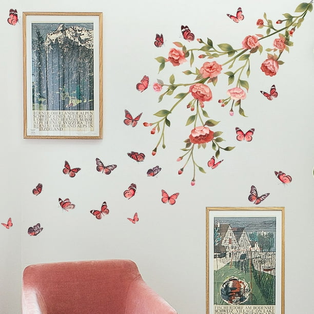 LANTRO JS Calcomanía Decorativa De Pared De Peonía 40x60cm - Adhesivo De Flores Familiares Extraíble Para Salón, Dormitorio O Habitación Infantil