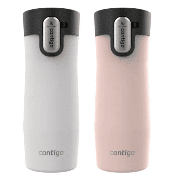Contigo AUTOSEAL® West Loop Stainless Steel Travel Mug, 16 oz, 2-Pack (Off-White & Peach)