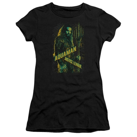 Justice League Movie Aquaman S/S Junior Women's T-Shirt Sheer Black