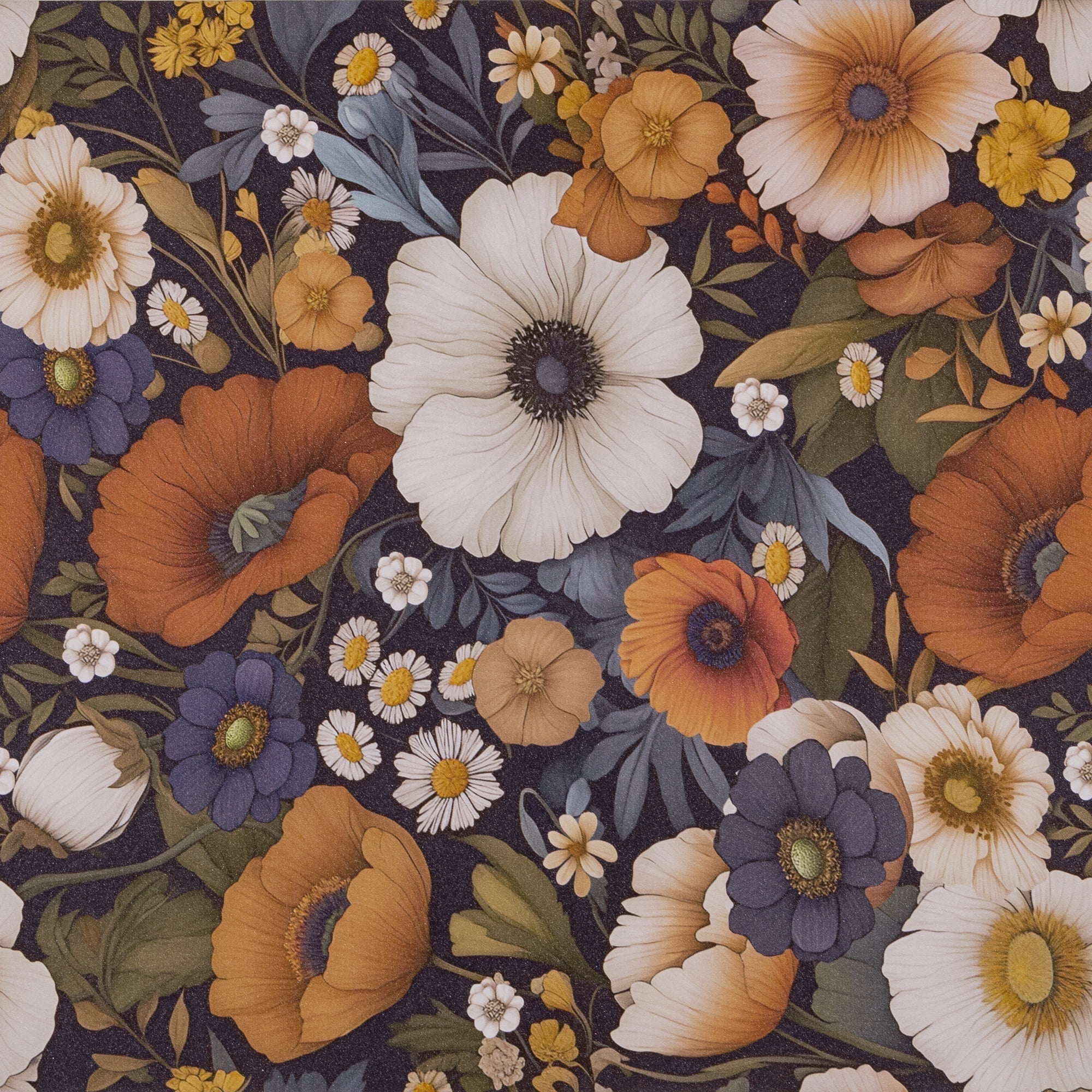 Abyssaly Floral Wallpaper Peel and Stick Floral Black Wallpaper Vintage Plant Watercolor Self Adhesive Textured Wall Paper Contact Paper Home Decor Wall Covering Old Furniture Renovation, 17.32"×118"