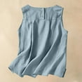 thumbnail image 6 of VBTAPA Cotton Linen Tops for Women Summer Beach Tank Top Sleeveless Casual Loose T Shirt Side Slit Tanks Undershirts Blue S, 6 of 8