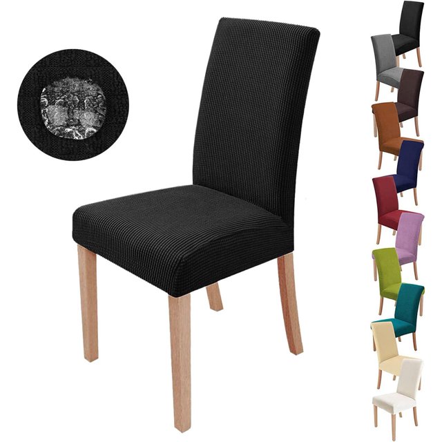 4 piezas Fundas para sillas (negras), funda elástica para silla de comedor, protector de silla moderno, lavable para decoración, fiestas, banquetes, oficina, hotel