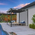 thumbnail image 2 of PURPLE LEAF Pergola 9.5' X 13' Outdoor Retractable Pergola Against The Wall with Sun Shade Canopy Aluminum Patio Pergola for Porch Garden Yard, Gray, 2 of 12