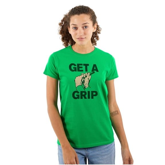 Get a Grip Golfing Golfer Joke Funny Womens Slim Fit Graphic Tee Brisco Brands X