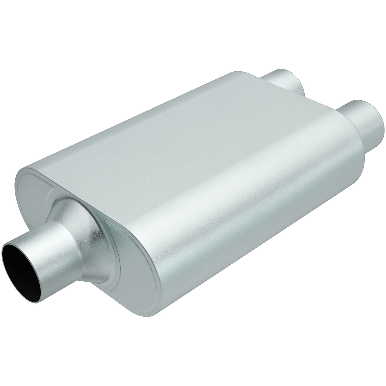 Rumble Exhaust R20402 Replacement RUMBLE Muffler; Oval; 13 in. x 4.25 in. x 9.5 in.; Overall Length 19 in.; 3.0 in. Inlet/2.5 in. Outlet; Center/Dual; Stainless Steel;