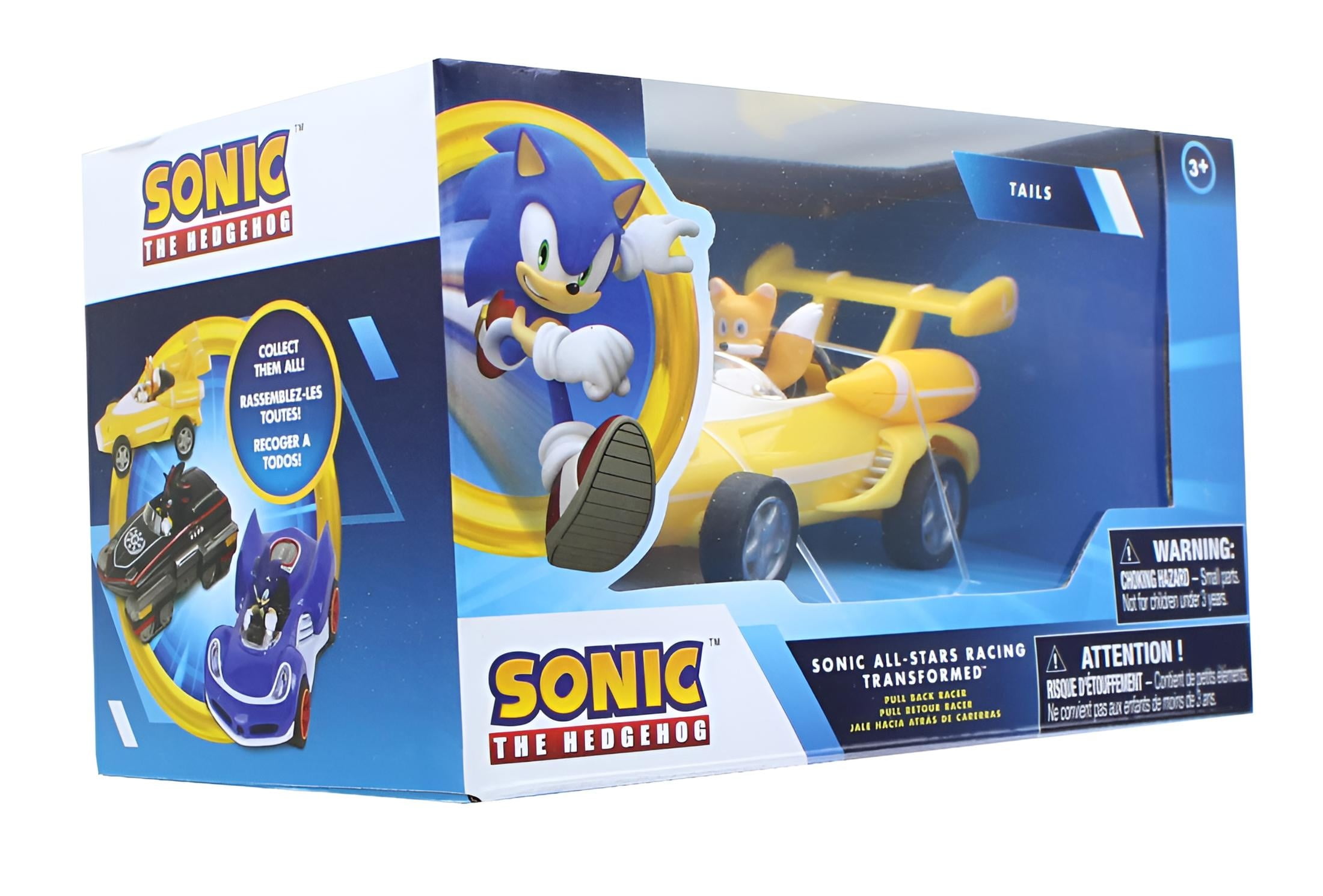 Sonic Pullback Race Car 3-Pack – Sonic, Knuckles & Silver Vehicles, No Batteries, Officially Licensed