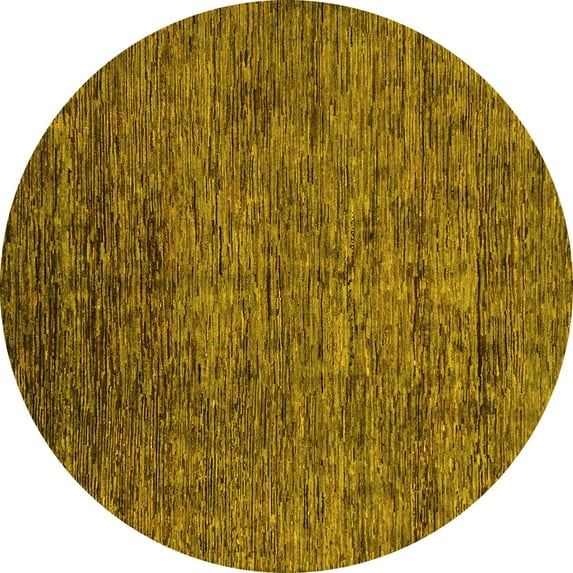 Ahgly Company Indoor Round Abstract Yellow Modern Area Rugs, 4' Round