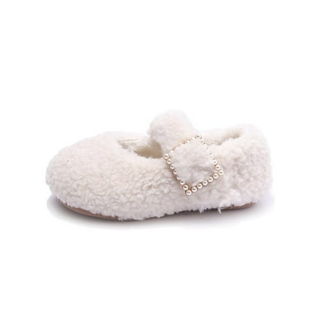 

DancePeanut Autumn Winter Kids Girls Warm Plush Lining Casual Shoes Children Girls Hook & Loop Flat Cotton Shoes Size 21-36