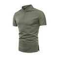 thumbnail image 4 of Chiccall Mens Lightweight Solid Shirts Plus Size Short Sleeve Button up Breathable Shirts XL Army Green, 4 of 5