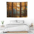 thumbnail image 3 of ONETECH Fall Forest Tapestry Wall Hanging, Brown Maple Tree with Glow Sunshine Outside the Window Tapestry, Vintage Nature Landscape Tapestry for Living Room  Aesthetic Decor, 40x30 Inches, 3 of 7