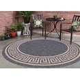 thumbnail image 3 of GAD Great American Distributors Premium Indoor/Outdoor Patio Greek Key Design Area Rug - Inside/Outside Stain & Fade Resistant Rug for The Porch, High Traffic Deck or Lanai (Grey Beige, 5'3" Round), 3 of 5