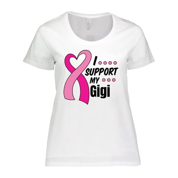 Inktastic Breast Cancer Awareness I Support My Gigi with Pink Ribbon Women's Plus Size T-Shirt