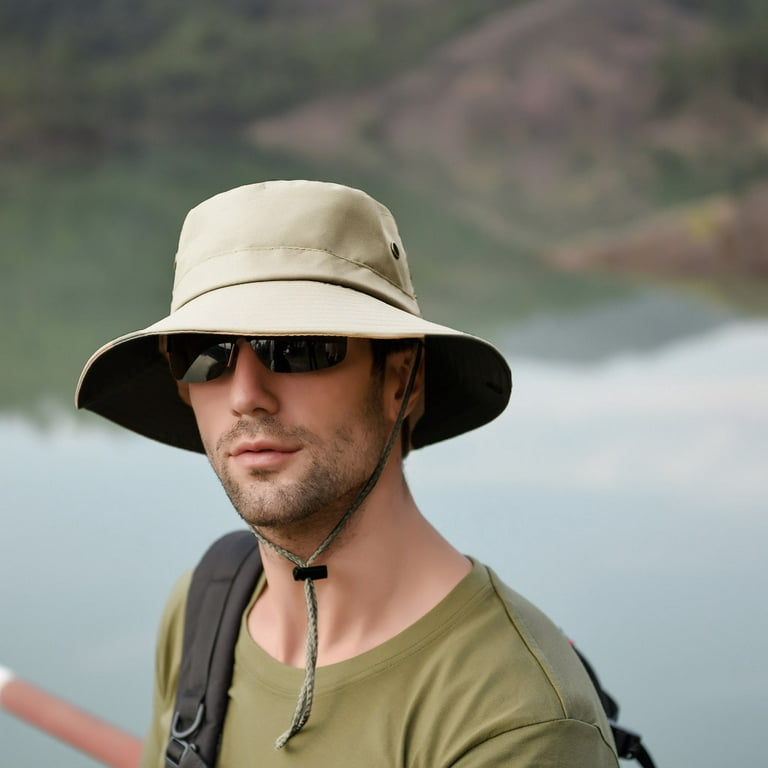 Beige Bucket Hats Summer Outdoor Sun Hat Protection Boonie Cap Solid  Adjustable Fishing