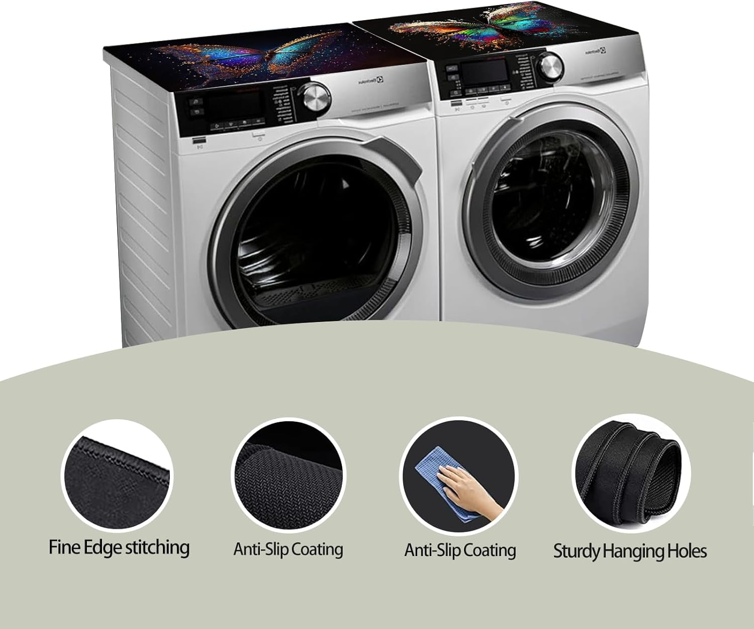 2 Pcs Washer And Dryer Covers for The Top 19.7 x 23.6 Inches Dryer Top Protector Mat Non Slip Washing Machine Cover Fits Most Washers Dryers