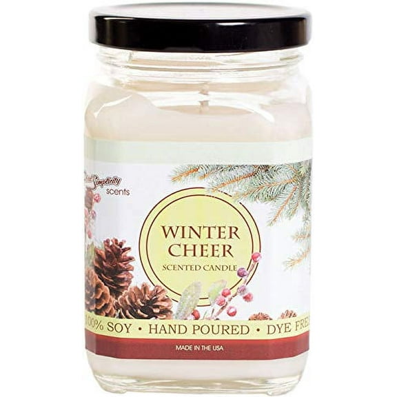 FloralSimplicity 8 oz Winter Cheer Scented Soy Jar Candle with Lid