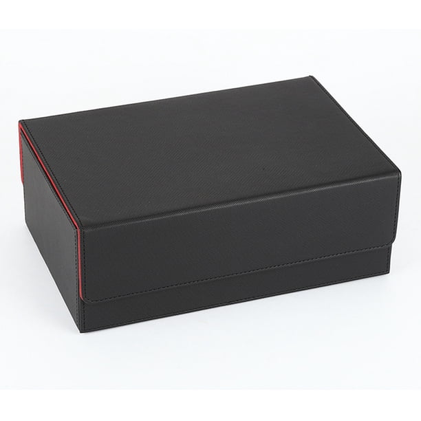 Caja de tarjetas de cubierta para Juegos Bewildely estuche de almacenamiento de Cuero PU Negro rojo