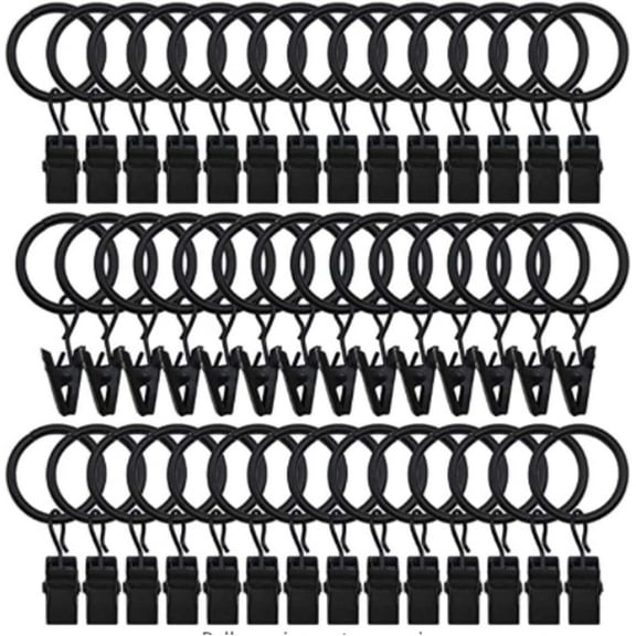 42 Pack Metal Curtain Rings with Clips, Heavy Duty Curtain Hooks for Drapes, Curtain Hangers Clips, Drapery Curtain Clip Rings, Fits Diameter 5/8 in Curtain Rod, Vintage Black