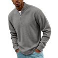 thumbnail image 4 of hotojiny Mens Quarter Zip Pullover Casual Textured Golf Shirts Lightweight Long Sleeve Sweatshirt for Hiking Workout(Gray,Small), 4 of 7